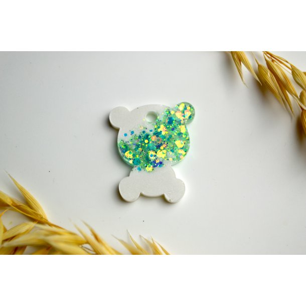 Hundetegn, lille bjrn,perlemor shimmer med glitter