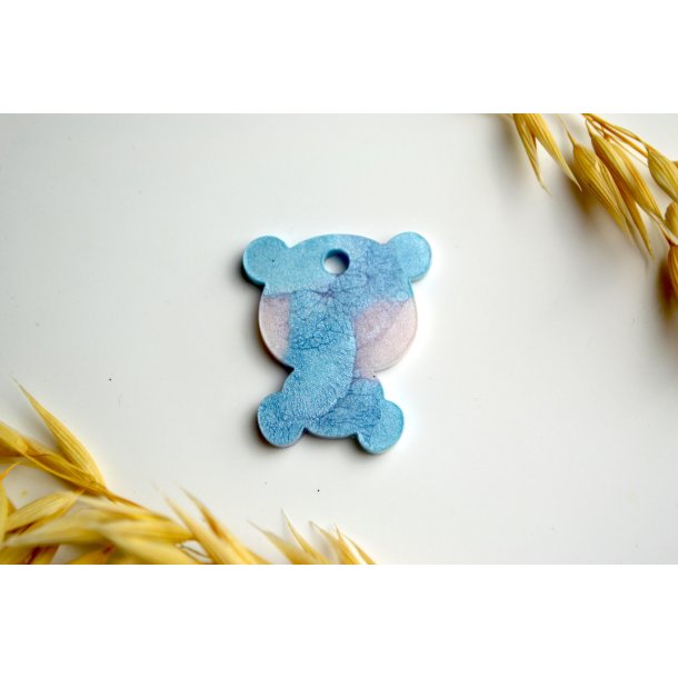 Hundetegn, lille bjrn, bl, lyserd og lilla shimmer