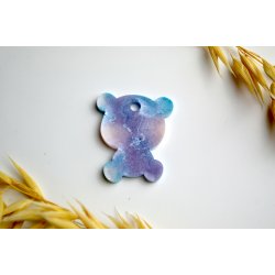 Hundetegn, lille bjrn, bl, lyserd og lilla shimmer