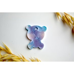 Hundetegn, lille bjrn, bl, lyserd og lilla shimmer