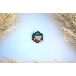 Hundetegn, lille hexagon, grn shimmer og guld flager