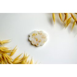 Hundetegn, lille musling, perlemor med bladguld