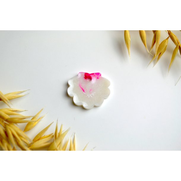 Hundetegn, lille musling, perlemor med pink