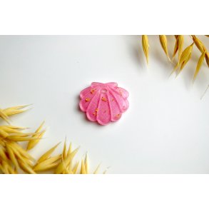 Hundetegn, lille musling, lyser�d shimmer med bladguld