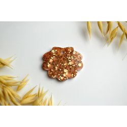 Hundetegn, stor musling, hvid med guldflager