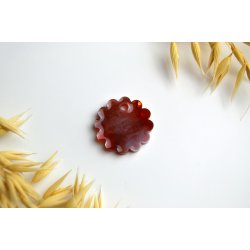 Hundetegn, lille b�lget rund, caramel, hvid med bladguld