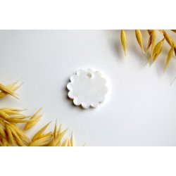 Hundetegn, lille b�lget rund, hvid med bladguld