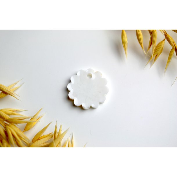 Hundetegn, lille b�lget rund, hvid med bladguld