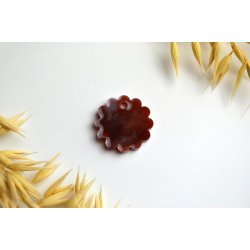 Hundetegn, lille b�lget rund, caramel med bladguld og hvidt