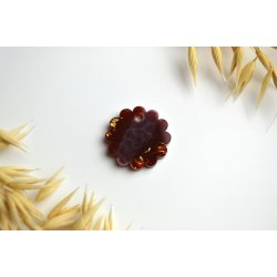 Hundetegn, lille b�lget rund, caramel med bladguld og hvidt