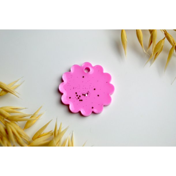 Hundetegn, stor b�lget rund, lyser�d med glitter