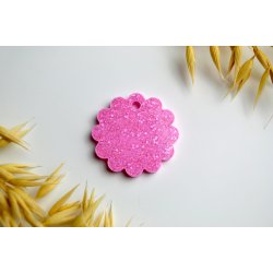 Hundetegn, stor b�lget rund, lyser�d med glitter