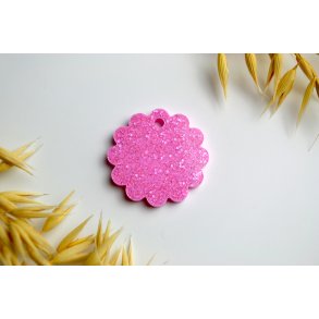 Hundetegn, stor b�lget rund, lyser�d med glitter