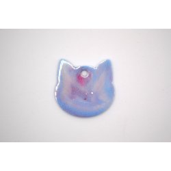 Hundetegn, stort katte hoved, bllig shimmer med lilla glitter