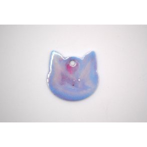 Hundetegn, stort katte hoved, bllig shimmer med lilla glitter