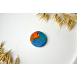 Hundetegn, mellem rund, bl�, gr�n og orange shimmer