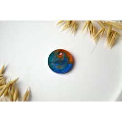 Hundetegn, mellem rund, bl�, gr�n og orange shimmer