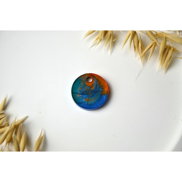 Hundetegn, mellem rund, bl�, gr�n og orange shimmer