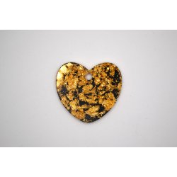 Hundetegn, stort hjerte, sort med bladguld