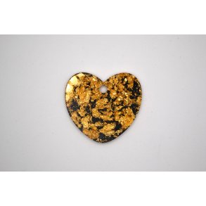 Hundetegn, stort hjerte, sort med bladguld