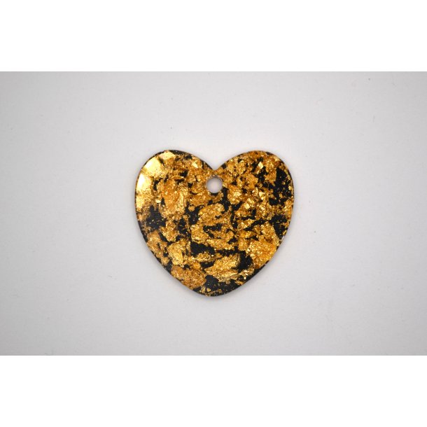 Hundetegn, stort hjerte, sort med bladguld