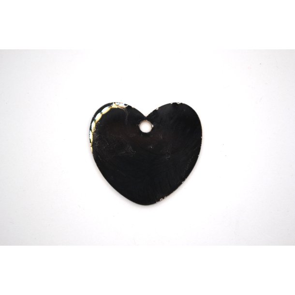 Hundetegn, stort hjerte, sort med bladguld