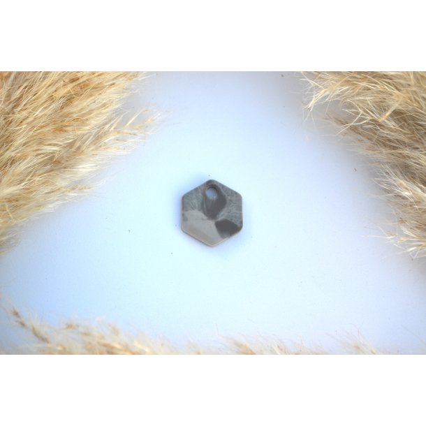 Hundetegn, lille hexagon, gr og beige