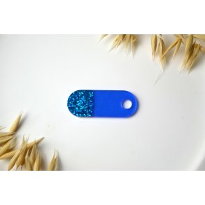 Hundetegn, afrundet rektangel, bl� med glitter