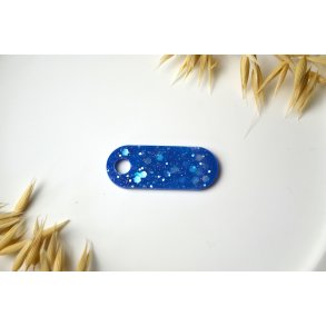 Hundetegn, afrundet rektangel, bl� glitter