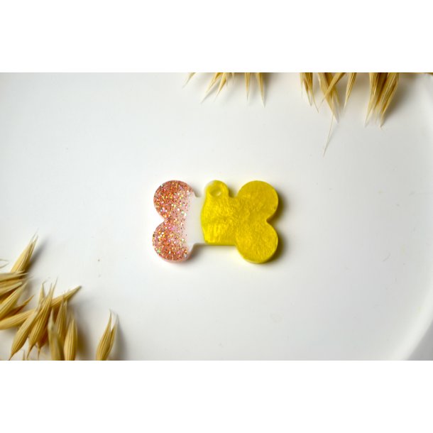 Hundetegn, lille k�dben, gul shimmer, hvid og glitter