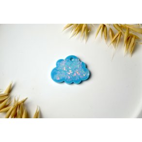 Hundetegn, lille sky, bl� med holografiske flager