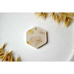 Hundetegn, stort hexagon, beige shimmer med bladguld