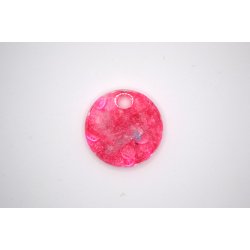 Hundetegn, mellem rund, pink glitter med pink grape