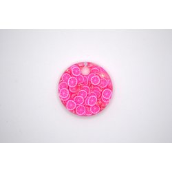 Hundetegn, mellem rund, pink glitter med pink grape