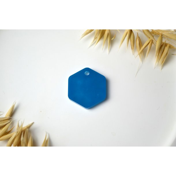 Hundetegn, mellem hexagon, bl� med effekt