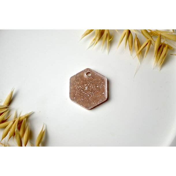 Hundetegn, mellem hexagon, guld glitter