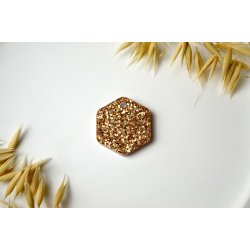 Hundetegn, mellem hexagon, guld glitter