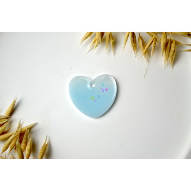 Hundetegn, stort hjerte, bl� med glitter