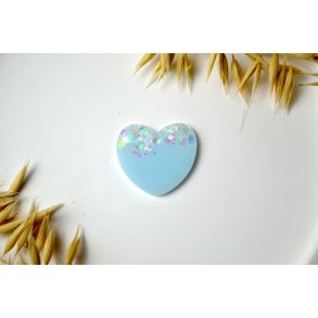 Hundetegn, stort hjerte, bl� med glitter