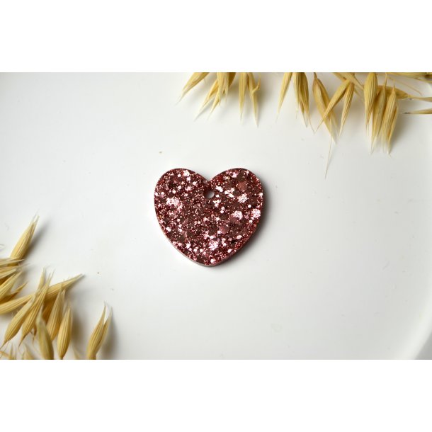 Hundetegn, stort hjerte, glitter