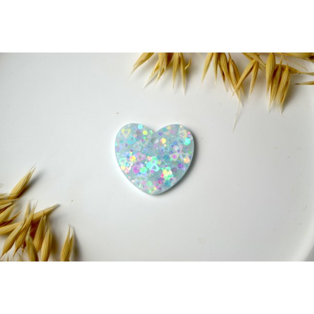 Hundetegn, stort hjerte, glitter