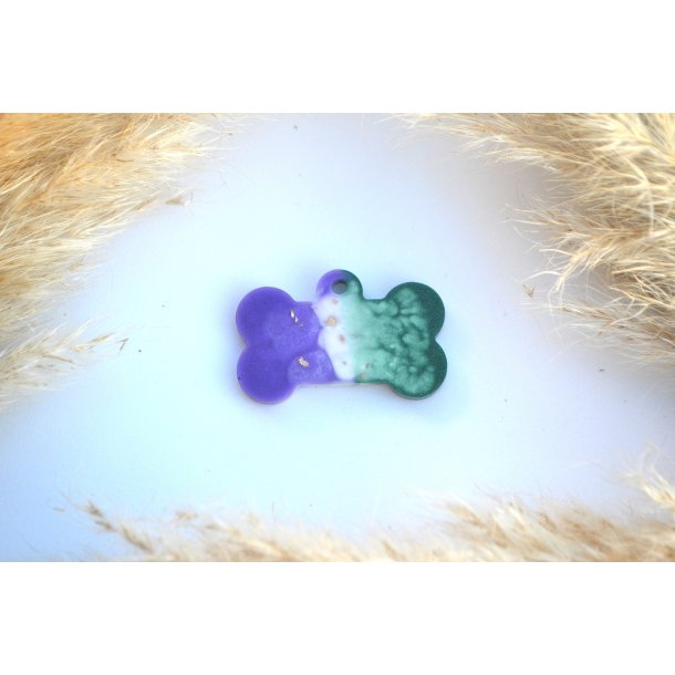 Hundetegn, stort kdben, grn shimmer, hvid, lilla shimmer, bladguld