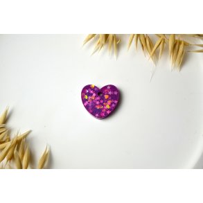 Hundetegn, lille hjerte, rosa shimmer med glitter