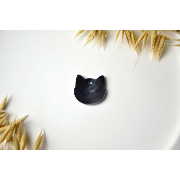 Hundetegn, lille kat, sort, gr� og shimmer