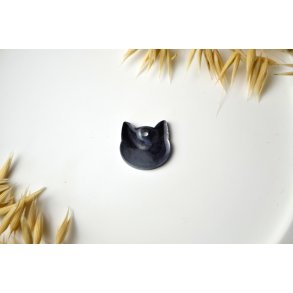 Hundetegn, lille kat, sort, gr� og shimmer
