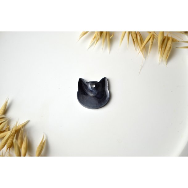 Hundetegn, lille kat, sort, gr� og shimmer