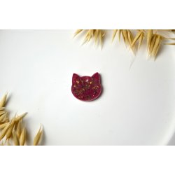 Hundetegn, lille kat, rosa shimmer med guld sten