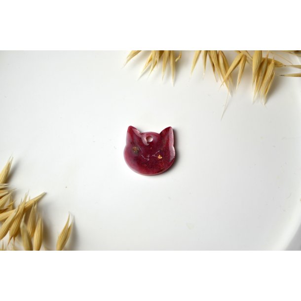Hundetegn, lille kat, rosa shimmer med guld sten