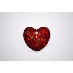 Hundetegn, stort hjerte, rdt med glitter