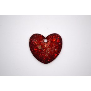 Hundetegn, stort hjerte, rdt med glitter